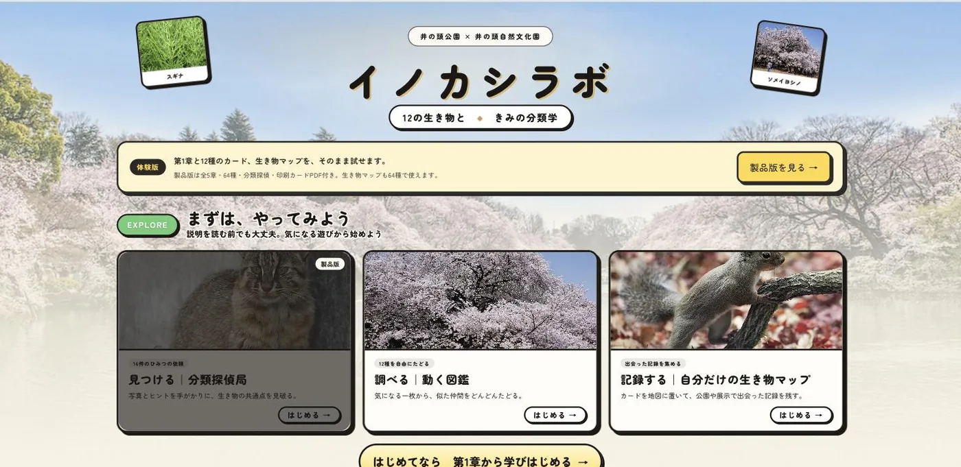制作教材「イノカシラボ」— 井の頭の生き物と、きみの分類学